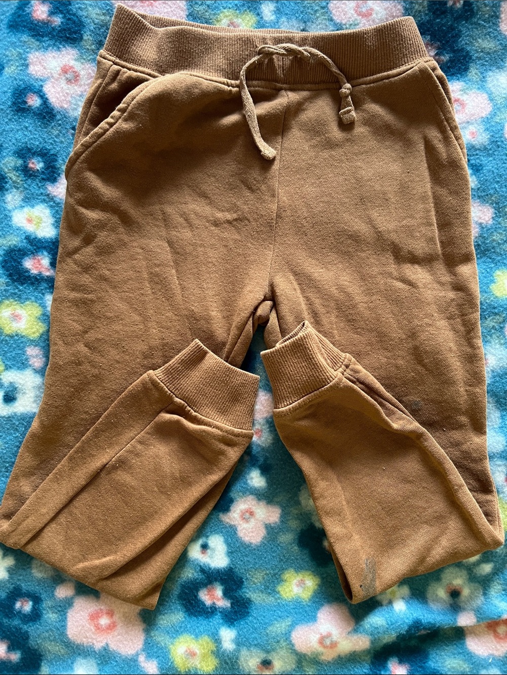 Kids Maximus Rex Brown Fleece Joggers with Drawstring Waist.